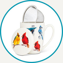 Load image into Gallery viewer, Birds Covered Mug & Strainer