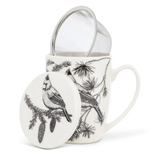 Load image into Gallery viewer, Winter Birds Covered Mug & Strainer