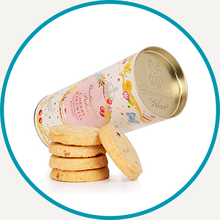 Load image into Gallery viewer, Buckingham Palace Summertime Cherry Bakewell Biscuit Tube
