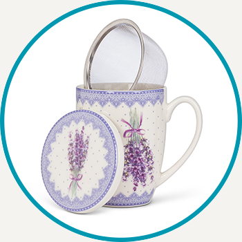 Lavender Covered Mug & Strainer