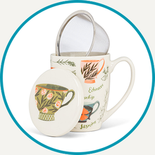 Load image into Gallery viewer, Tea Garden Covered Mug &amp; Strainer
